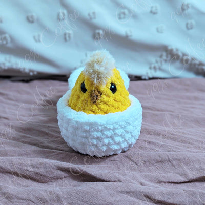 Hatching Chick Stuffed Animal - Cute Handmade Baby Chick Plushie - 99% Coffee - 