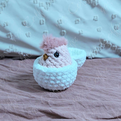 Hatching Chick Stuffed Animal - Cute Handmade Baby Chick Plushie - 99% Coffee - 