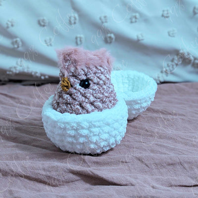 Hatching Chick Stuffed Animal - Cute Handmade Baby Chick Plushie - 99% Coffee - 