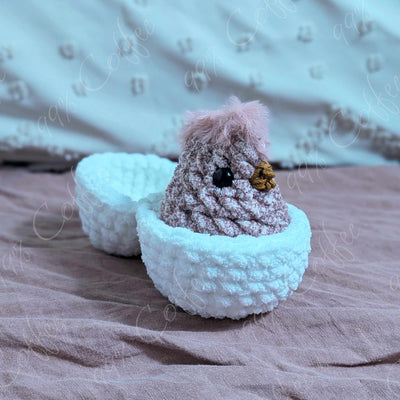 Hatching Chick Stuffed Animal - Cute Handmade Baby Chick Plushie - 99% Coffee - 