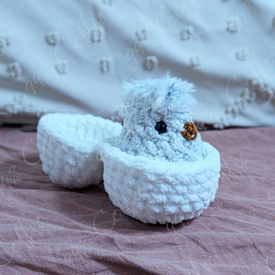 Hatching Chick Stuffed Animal - Cute Handmade Baby Chick Plushie - 99% Coffee - 