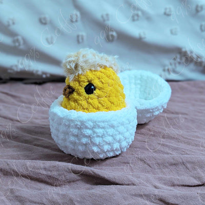 Hatching Chick Stuffed Animal - Cute Handmade Baby Chick Plushie - 99% Coffee - 