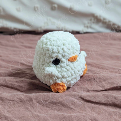 Chubby Goose Stuffed Animal - Cute Handmade Baby Goose Stuffed Animal - 99% Coffee - #color_white