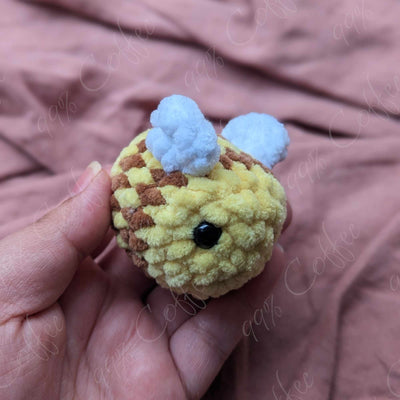 Bee Plush, Mini - Cute Handmade Small Bee Stuffed Animal Keychain - 99% Coffee - 