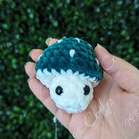 Mushroom Pop, Mini - Cute Handmade Small Fidget Mushroom Stuffed Animal Keychain - 99% Coffee - #color_Teal