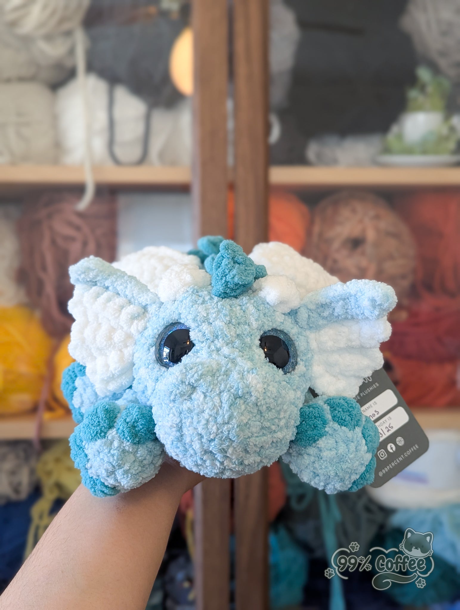 Dragon Stuffed Animal, Blue - 99% Coffee