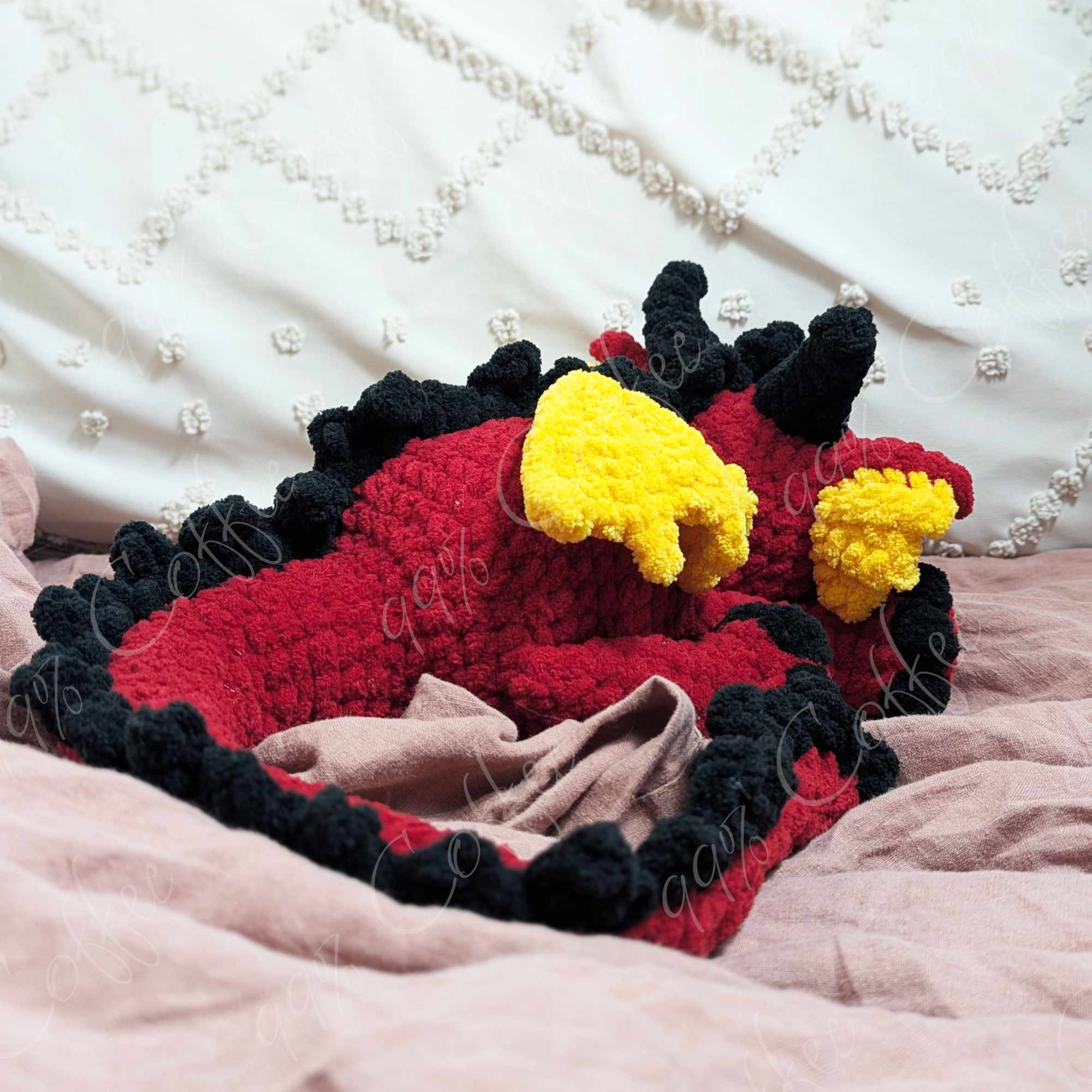 Dragon Stuffed Animal, Harvey - Cute Handmade Large Dragon Plushie - 99% Coffee - #color_red