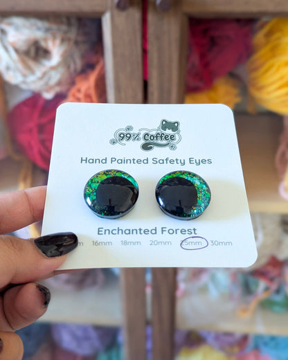 Enchanted Forest - Hand - Painted Glitter Safety Eyes - 99% Coffee