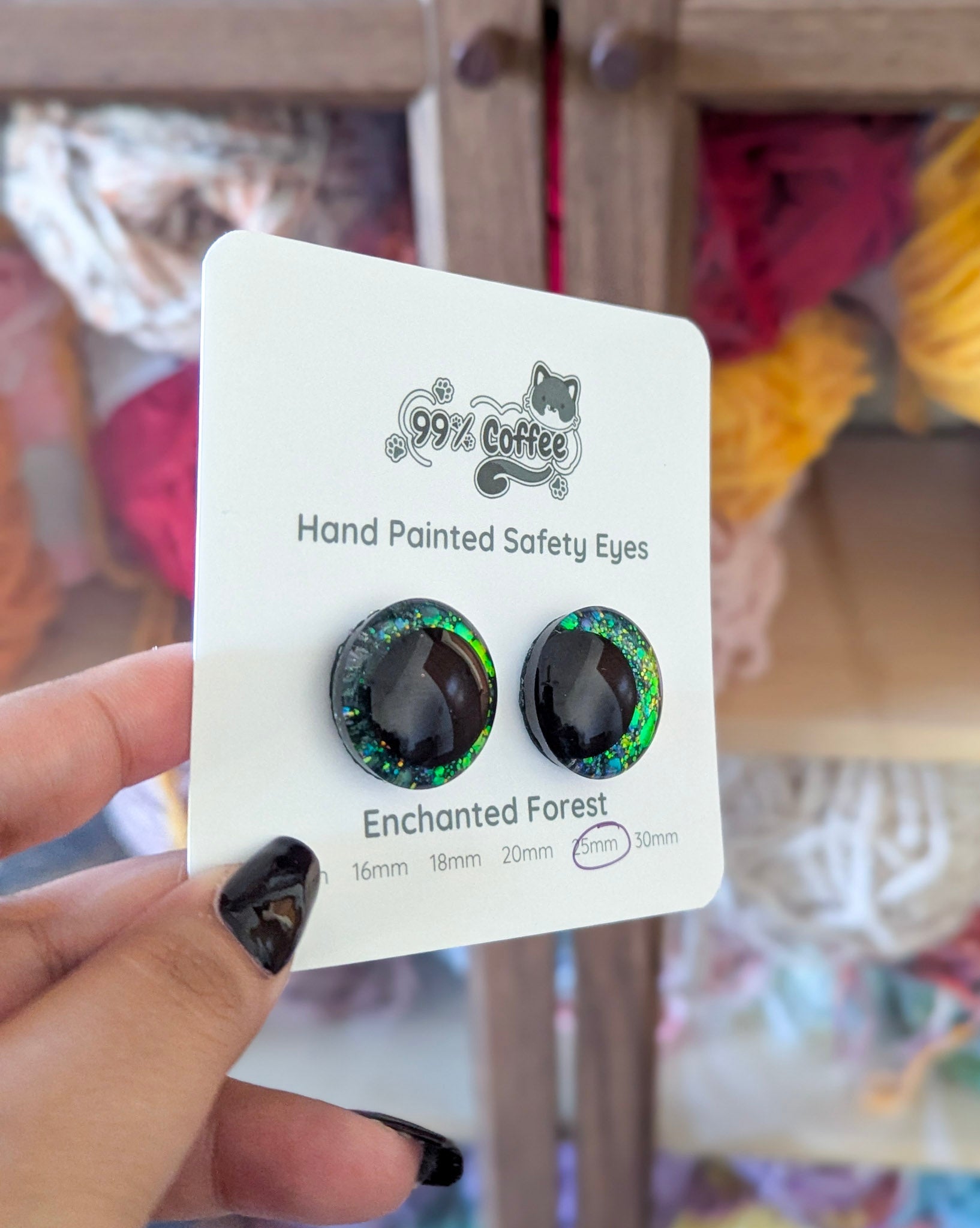 Enchanted Forest - Hand - Painted Glitter Safety Eyes - 99% Coffee