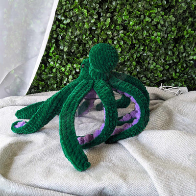 Octopus Plushie - Handmade Tentacle Octopus Stuffed Animal - 99% Coffee - #color_green