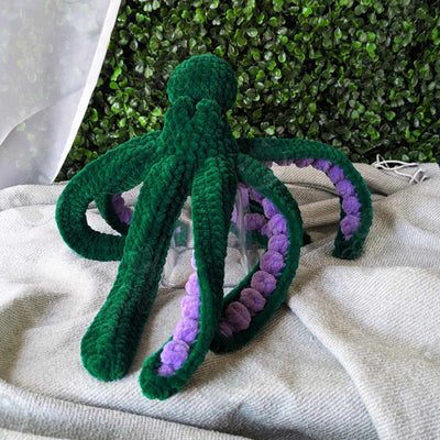 Octopus Plushie - Handmade Tentacle Octopus Stuffed Animal - 99% Coffee - #color_green