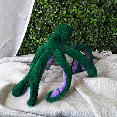 Octopus Plushie - Handmade Tentacle Octopus Stuffed Animal - 99% Coffee - #color_green