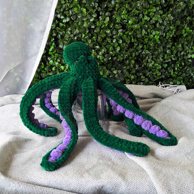 Octopus Plushie - Handmade Tentacle Octopus Stuffed Animal - 99% Coffee - #color_green