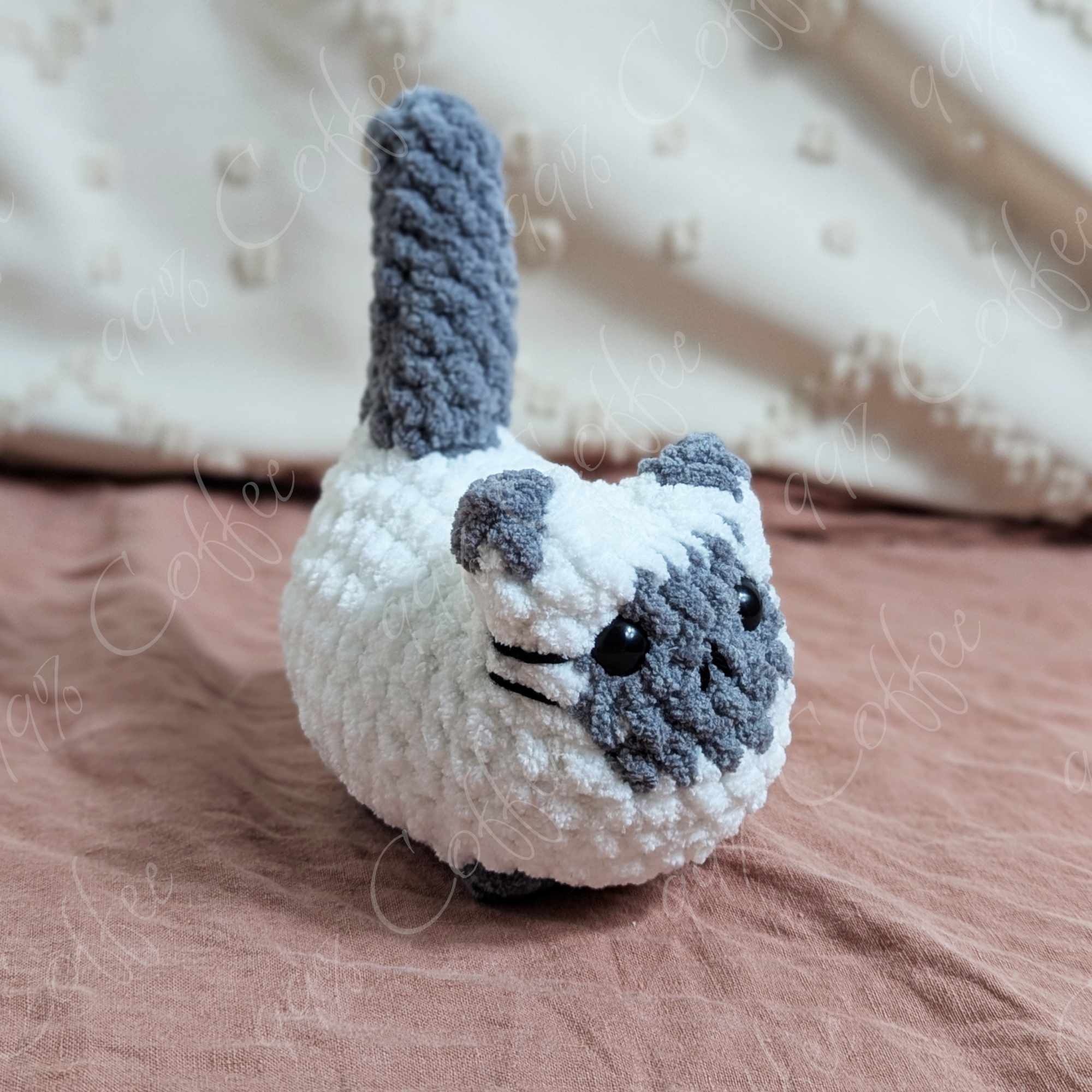Customizable Loaf Cat Plushie, Siamese - Cute Handmade Custom Cat Stuffed Animal - 99% Coffee - #color_Lilac-point