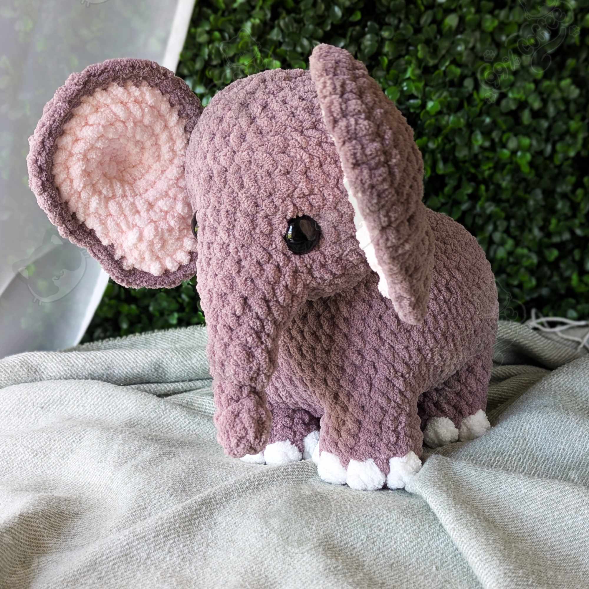 Large Elephant Plushie - Handmade Large Elephant Stuffed Animal - 99% Coffee - #color_Mauve