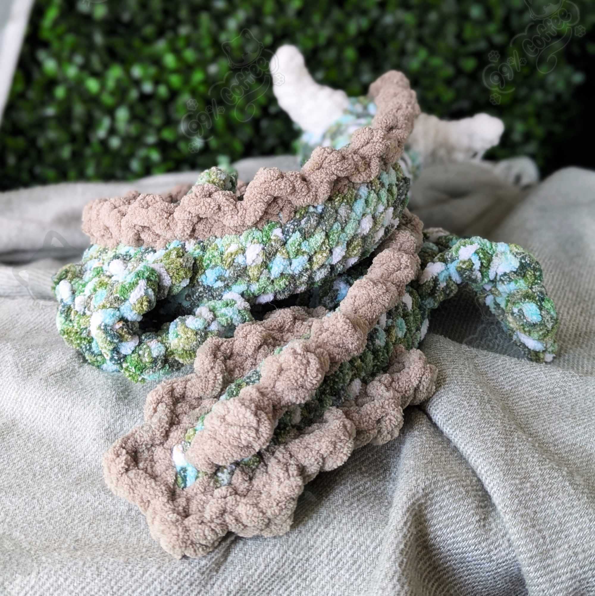 Sea Serpent Plushie, Meadow - Handmade Sea Serpent Stuffed Animal - 99% Coffee - #meadow