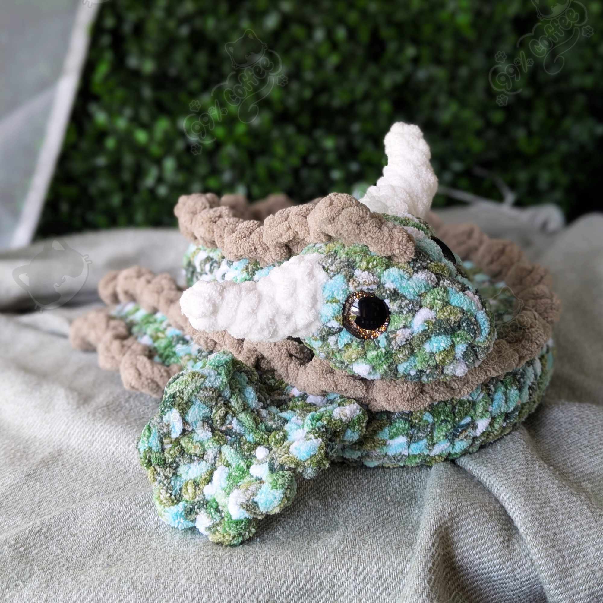 Sea Serpent Plushie, Meadow - Handmade Sea Serpent Stuffed Animal - 99% Coffee - #meadow