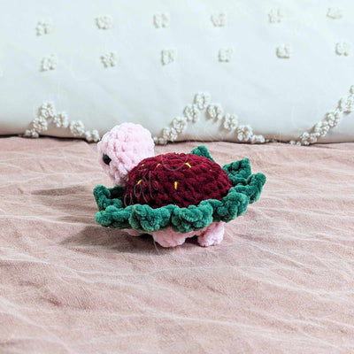 Mini Strawberry Turtle Stuffed Animal - Cute Handmade Small Fruit Turtle Stuffed Animal - 99% Coffee - #color_strawberry