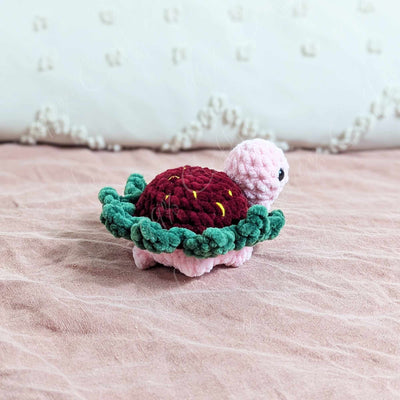 Mini Strawberry Turtle Stuffed Animal - Cute Handmade Small Fruit Turtle Stuffed Animal - 99% Coffee - #color_strawberry