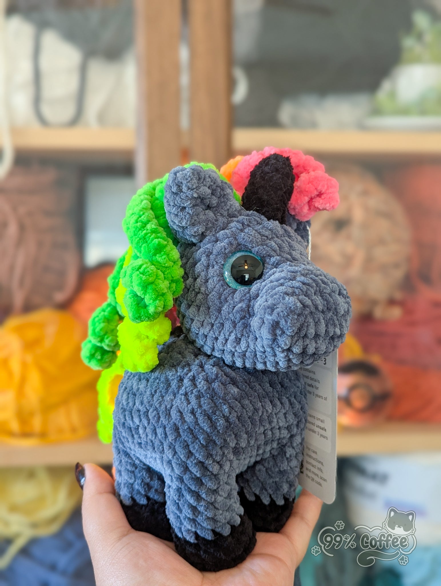 Neon Unicorn Stuffed Animal - 99% Coffee