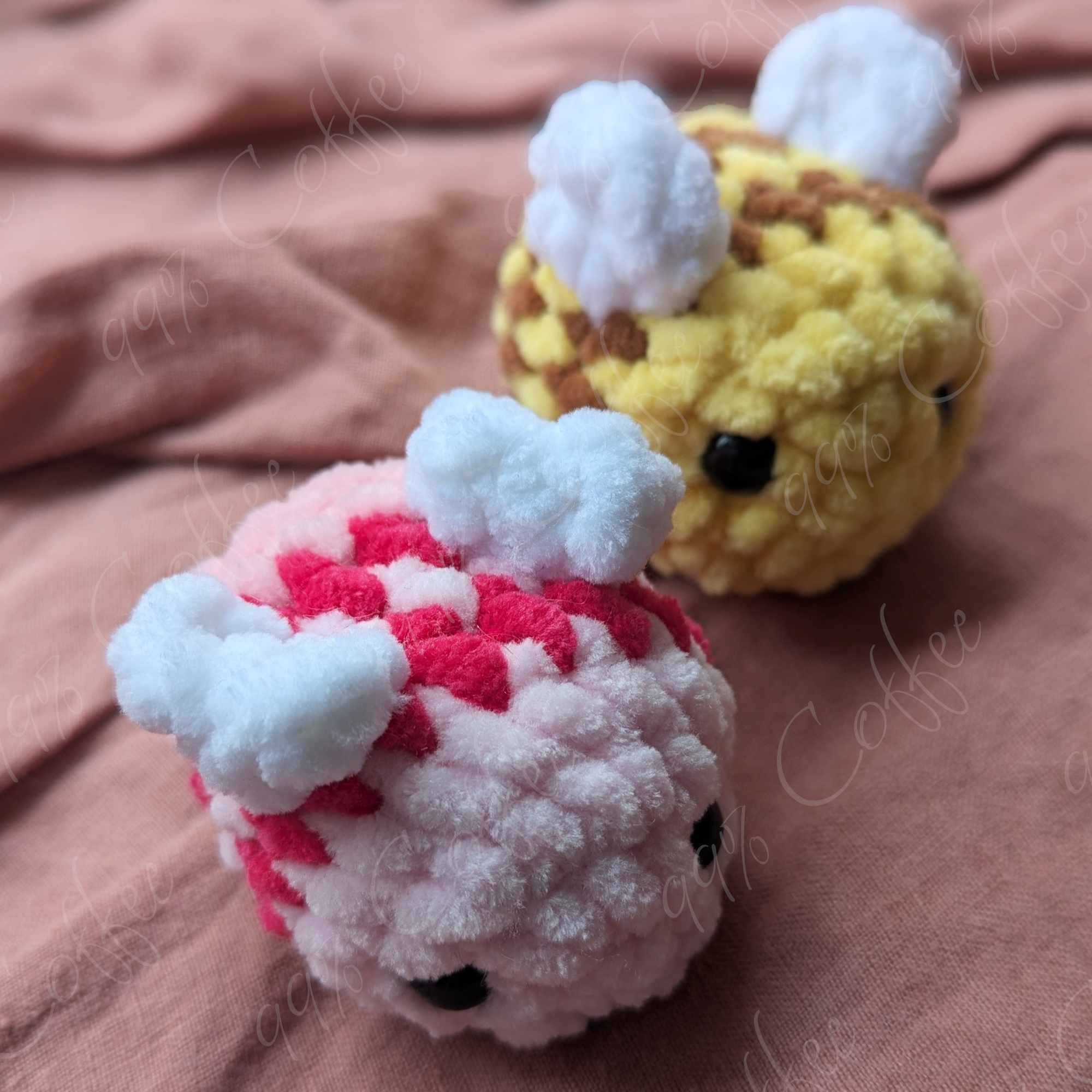 Bee Plush, Mini - Cute Handmade Small Bee Stuffed Animal Keychain - 99% Coffee - #color_group
