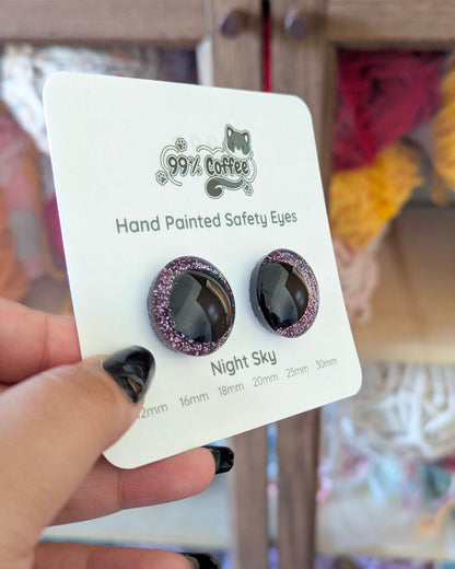 Night Sky - Hand - Painted Glitter Safety Eyes - 99% Coffee