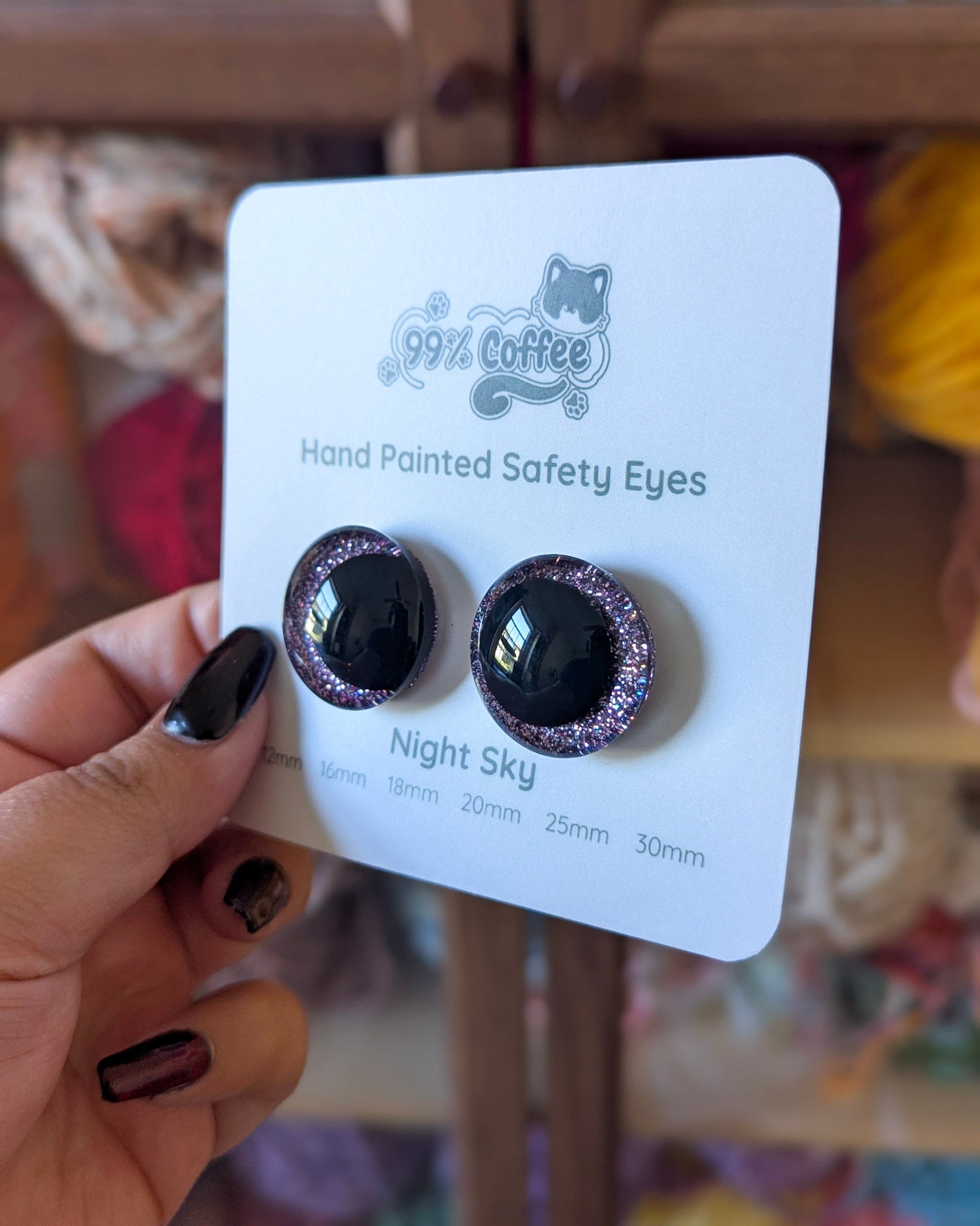 Night Sky - Hand - Painted Glitter Safety Eyes - 99% Coffee