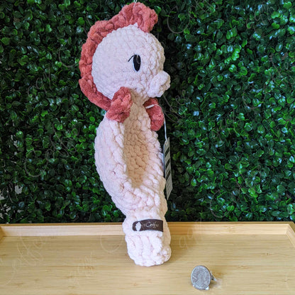 Seahorse Snuggler - Cute Handmade Seahorse Baby Lovey - 99% Coffee - 