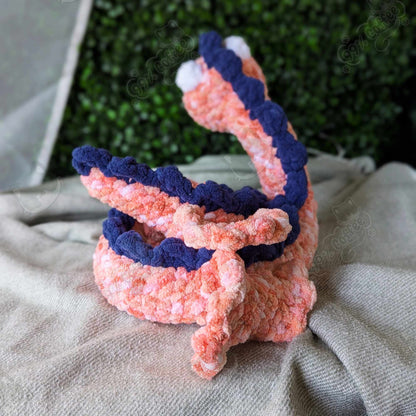 Sea Serpent Plushie, Pink - Handmade Stuffed Animal - 99% Coffee - #pink