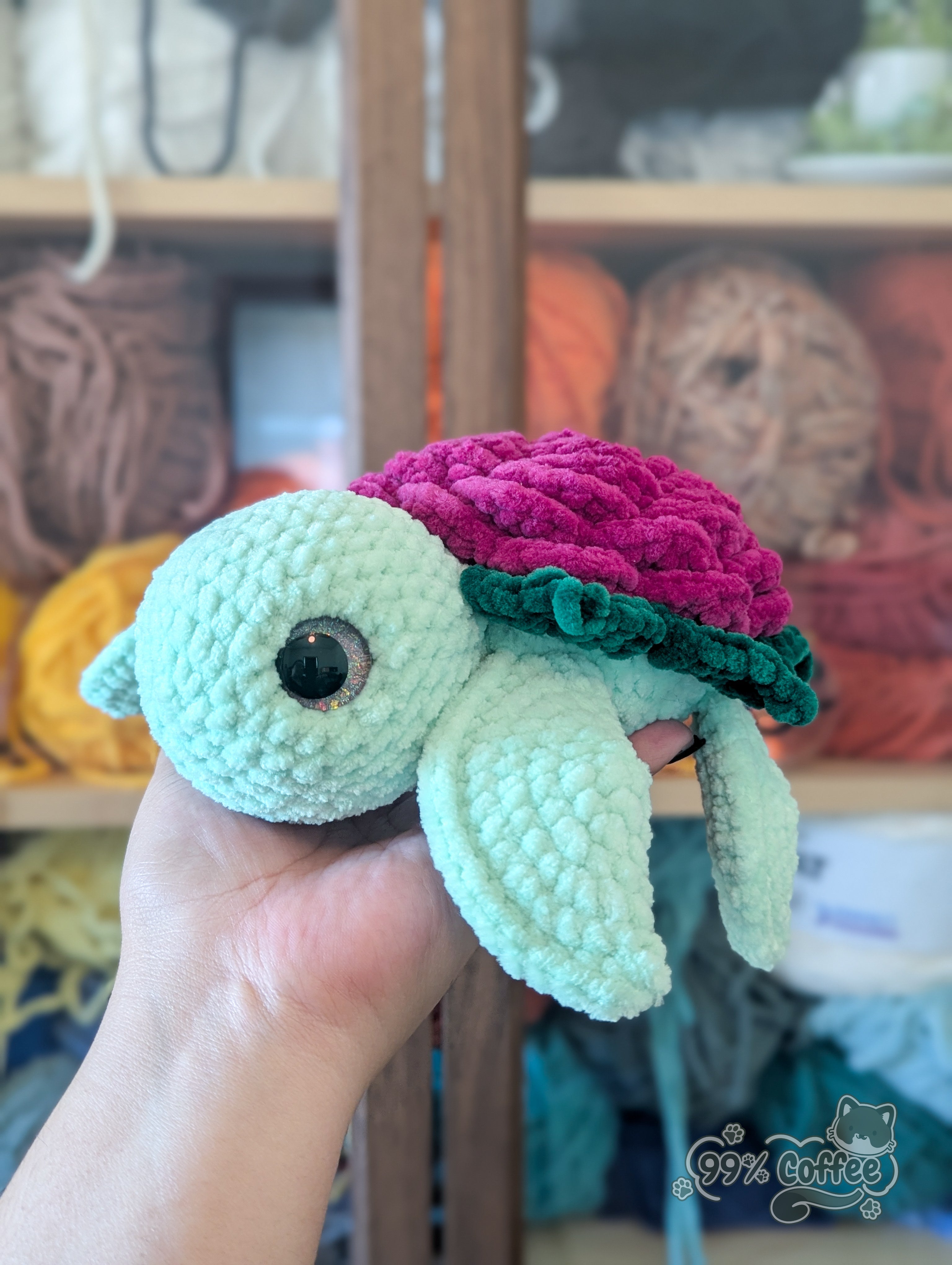 Rose Turtle Stuffed Animal, Medium - 99% Coffee