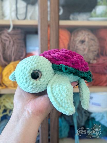 Rose Turtle Stuffed Animal, Medium - 99% Coffee