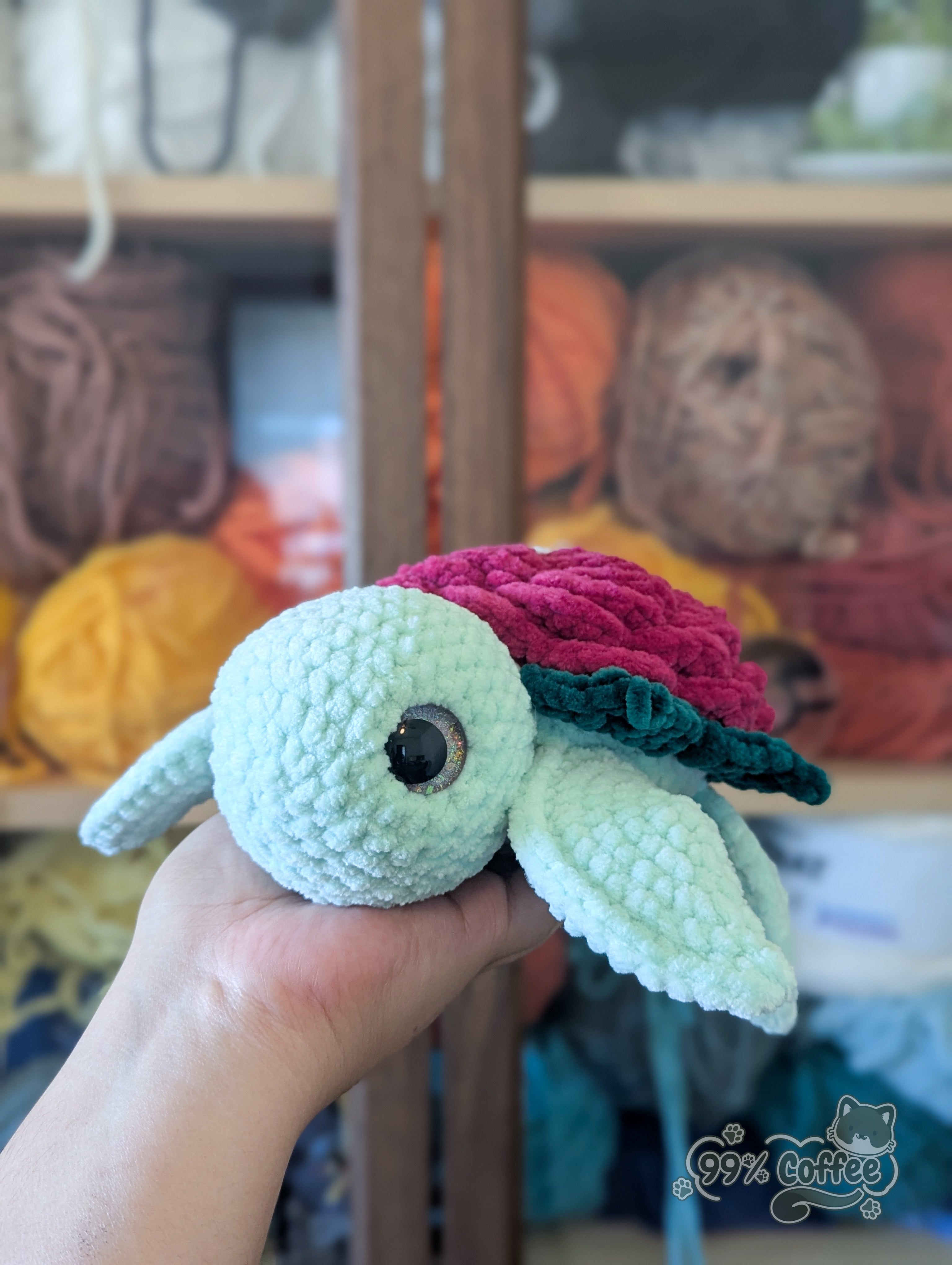 Rose Turtle Stuffed Animal, Medium - 99% Coffee