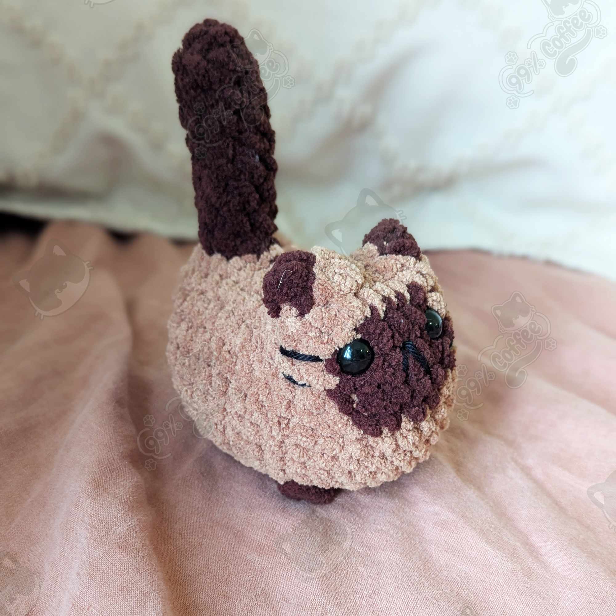 Customizable Loaf Cat Plushie, Siamese - Cute Handmade Custom Cat Stuffed Animal - 99% Coffee - #color_chocolate-point