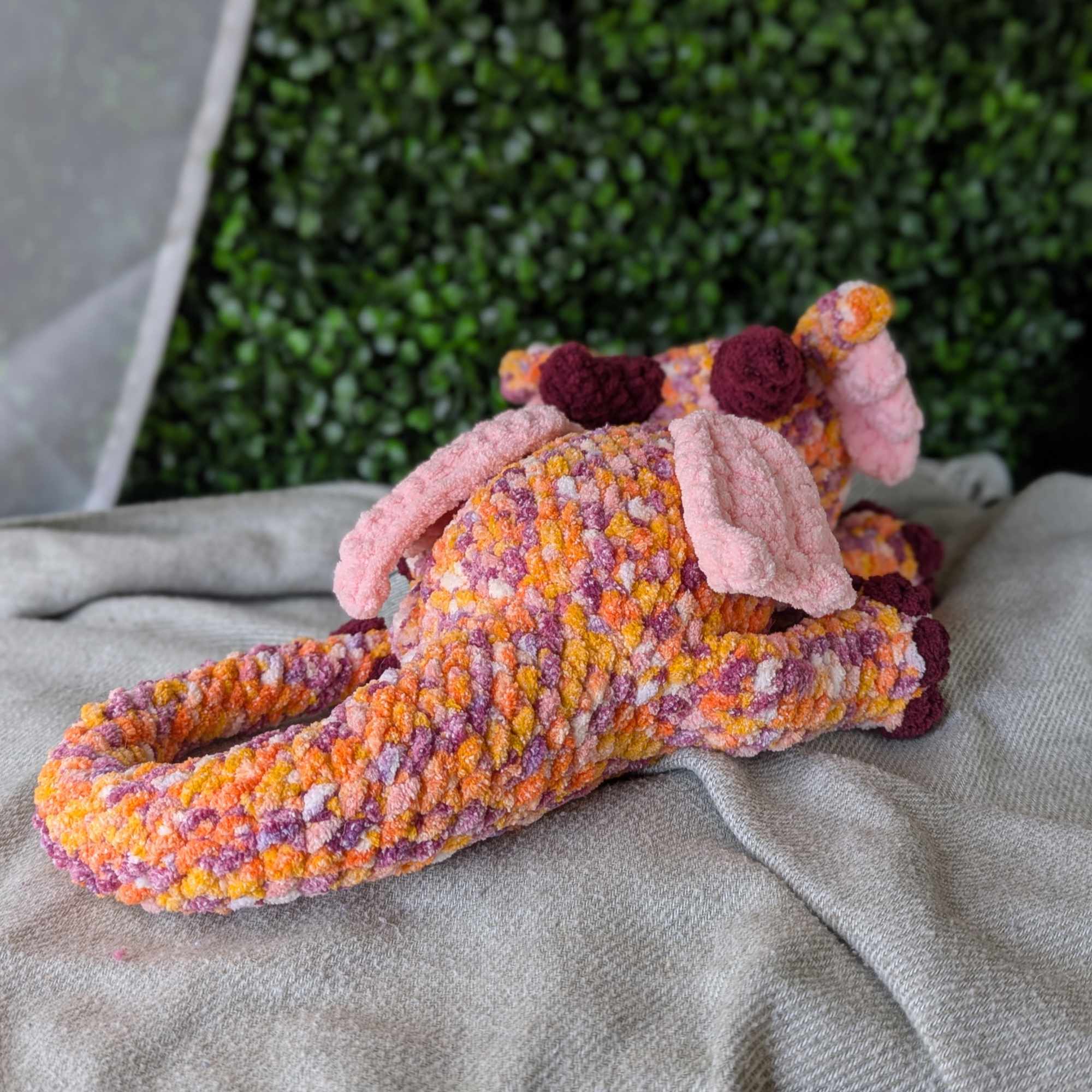Dragon Stuffed Animal, Sunset - Handmade Large Dragon Stuffed Animal - 99% Coffee - #color_sunset