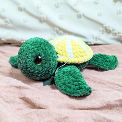 Lemon Turtle Stuffed Animal - Cute Handmade Fruit Turtle Plushie - 99% Coffee - #color_lemon