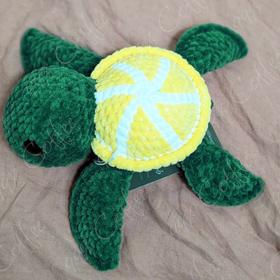 Lemon Turtle Stuffed Animal - Cute Handmade Fruit Turtle Plushie - 99% Coffee - #color_lemon