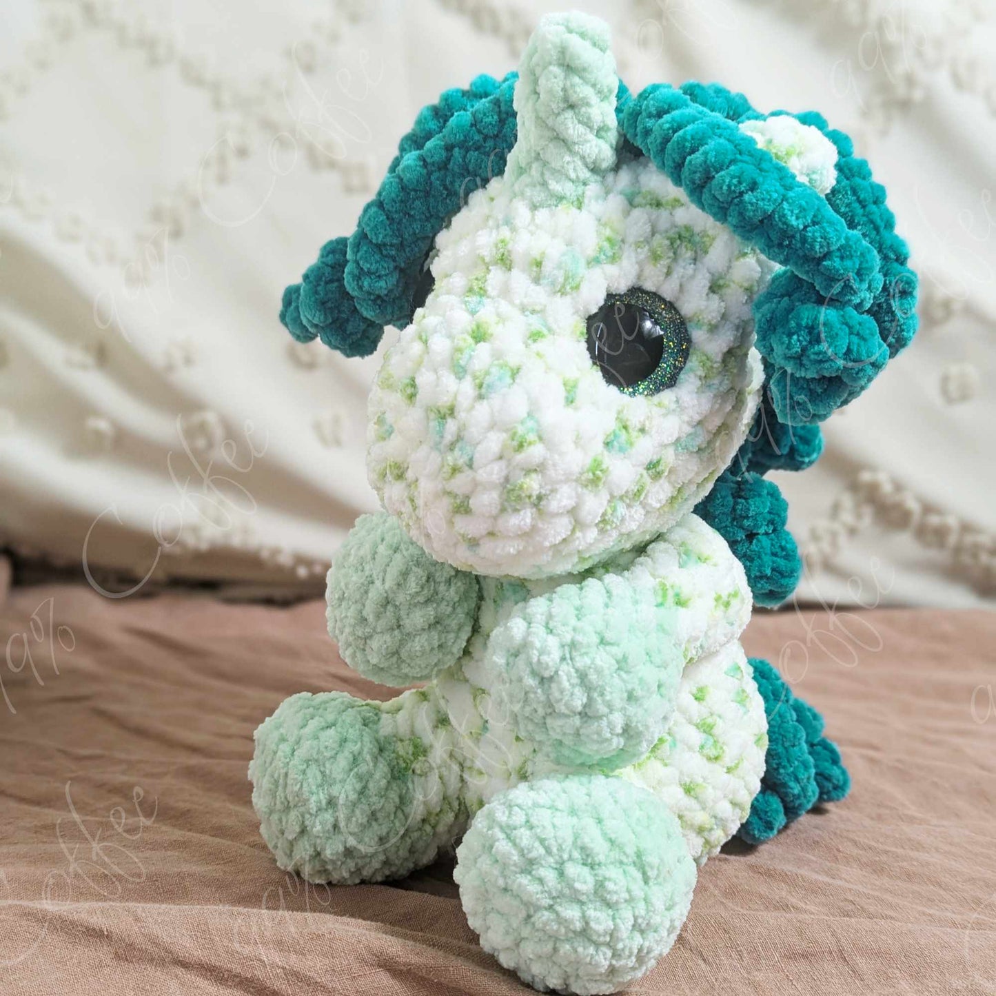 Unicorn Stuffed Animal, Speckled Teal