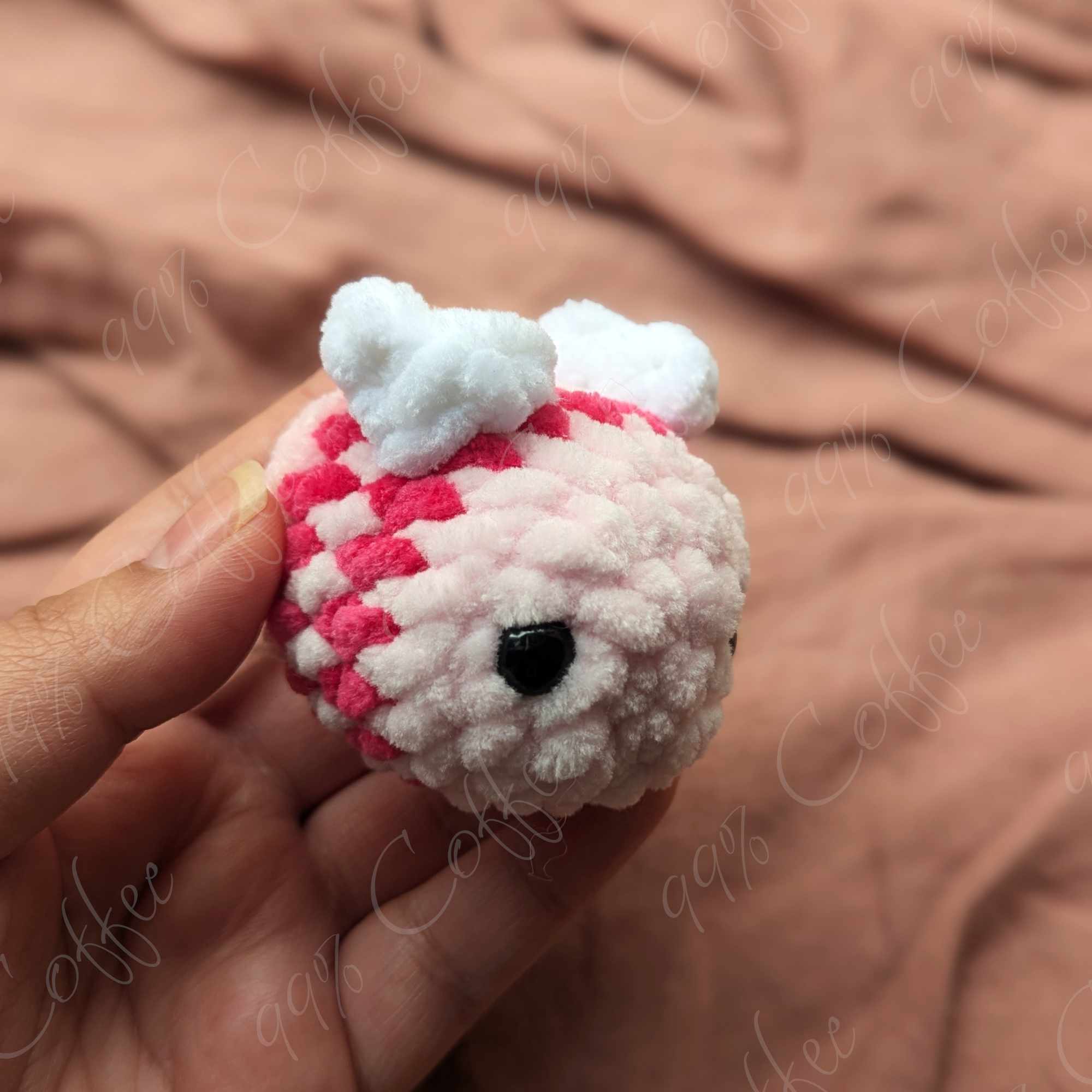 Bee Plush, Mini - Cute Handmade Small Bee Stuffed Animal Keychain - 99% Coffee - #color_Pink