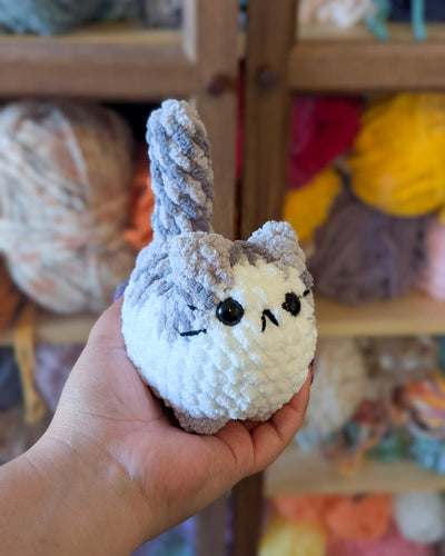 White - Belly Tabby Loaf Cat Plushie - 99% Coffee - 