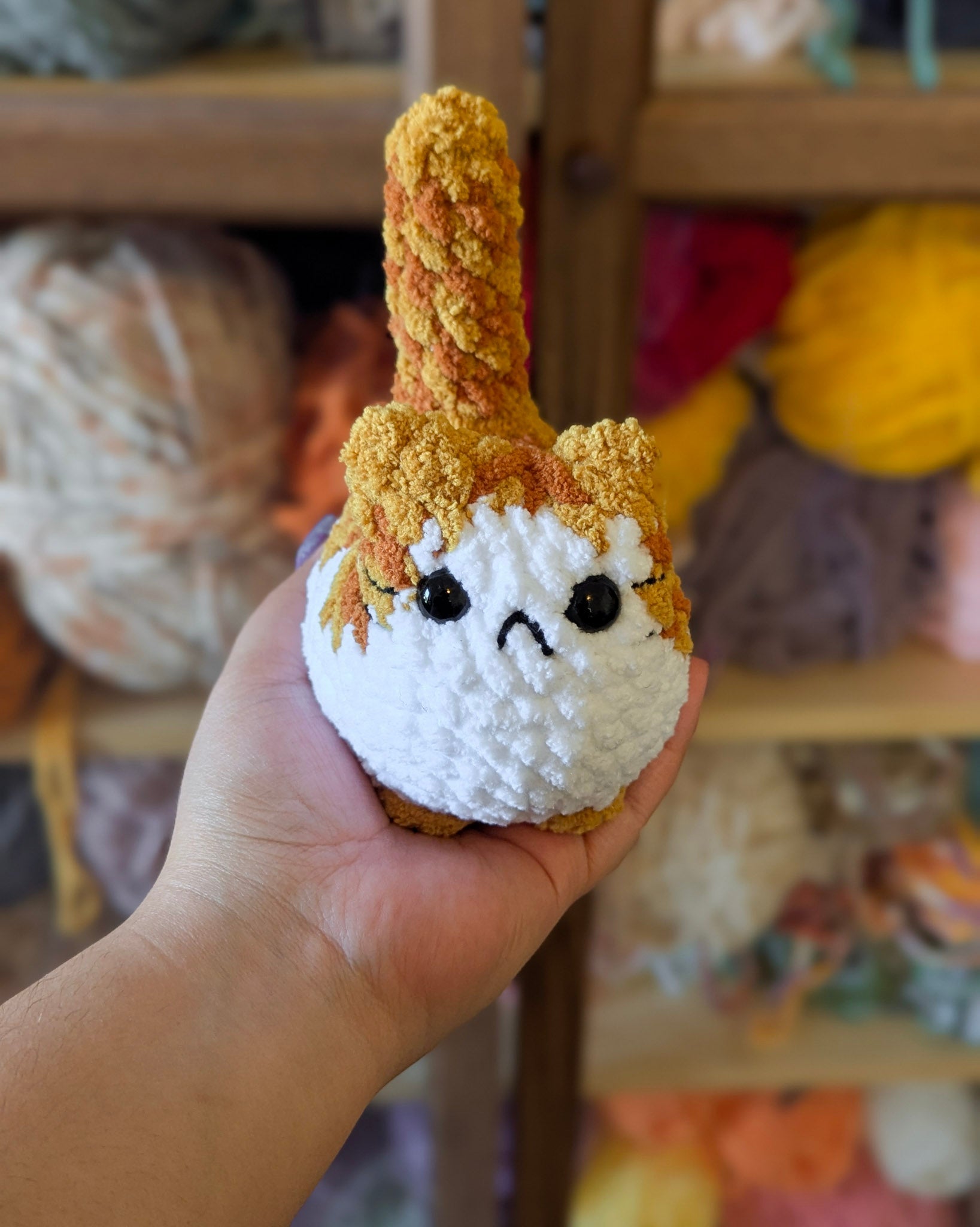 White - Belly Tabby Loaf Cat Plushie - 99% Coffee - 