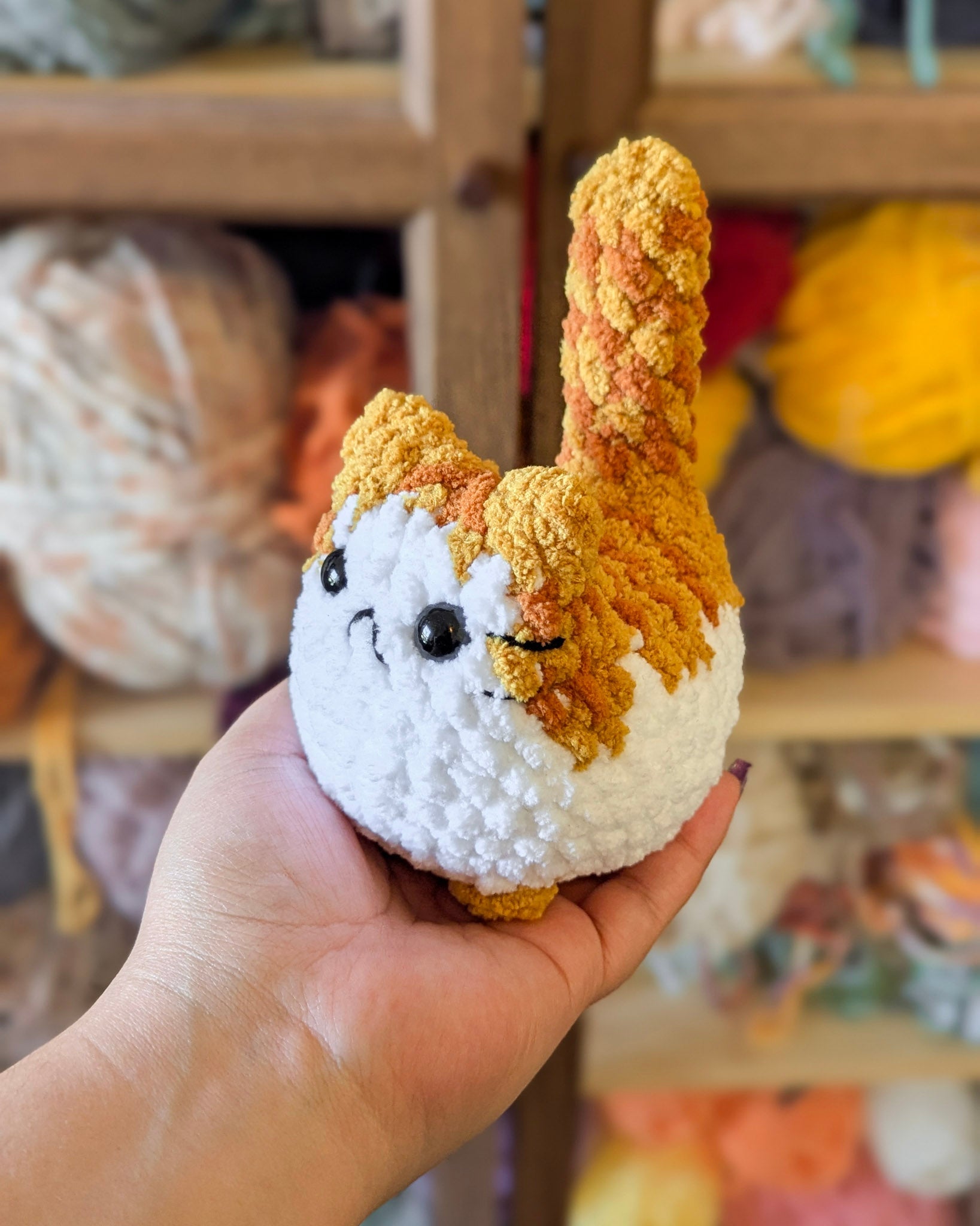 White - Belly Tabby Loaf Cat Plushie - 99% Coffee - 