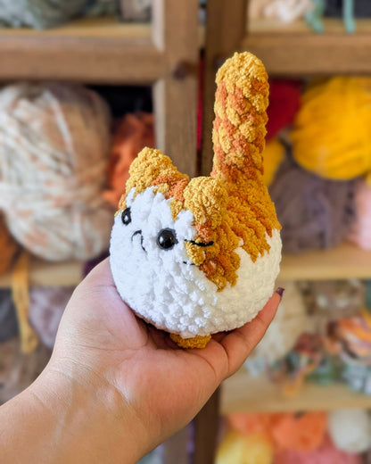 White - Belly Tabby Loaf Cat Plushie - 99% Coffee - 