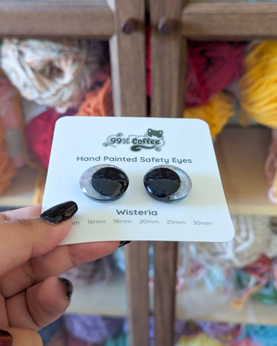 Wisteria - Hand - Painted Glitter Safety Eyes - 99% Coffee