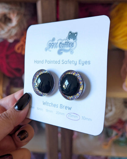 Witches Brew - Hand - Painted Glitter Safety Eyes - 99% Coffee