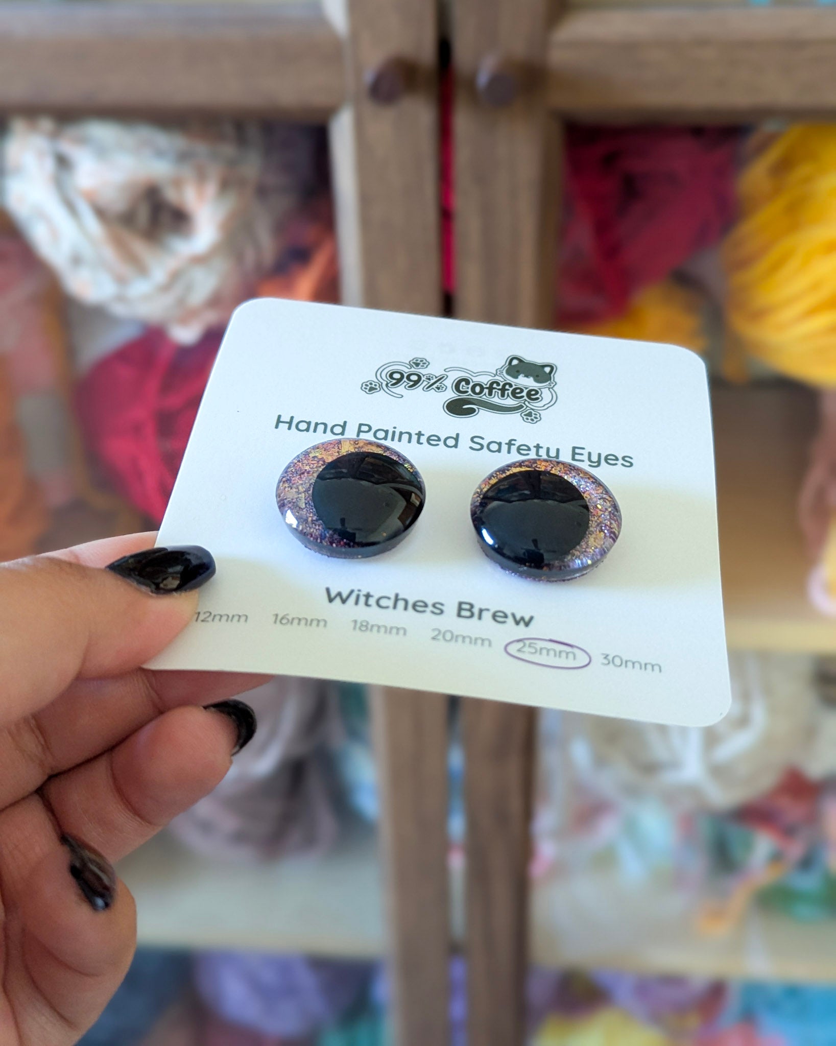 Witches Brew - Hand - Painted Glitter Safety Eyes - 99% Coffee