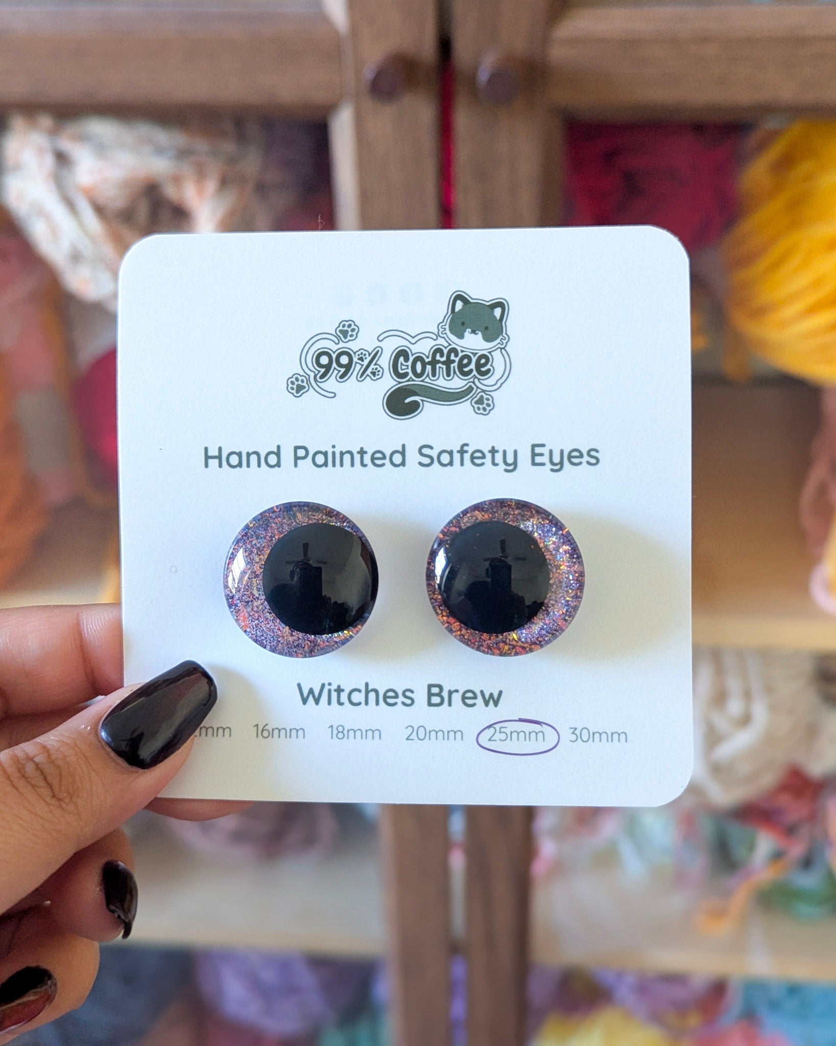 Witches Brew - Hand - Painted Glitter Safety Eyes - 99% Coffee