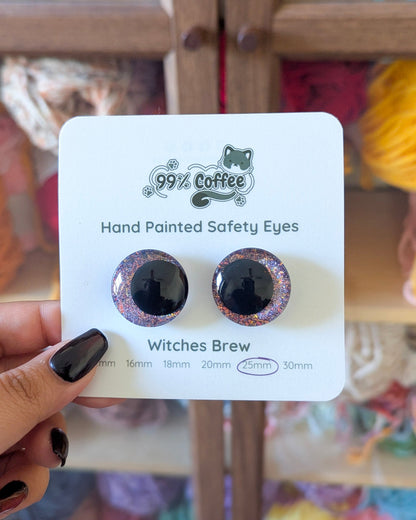 Witches Brew - Hand - Painted Glitter Safety Eyes - 99% Coffee
