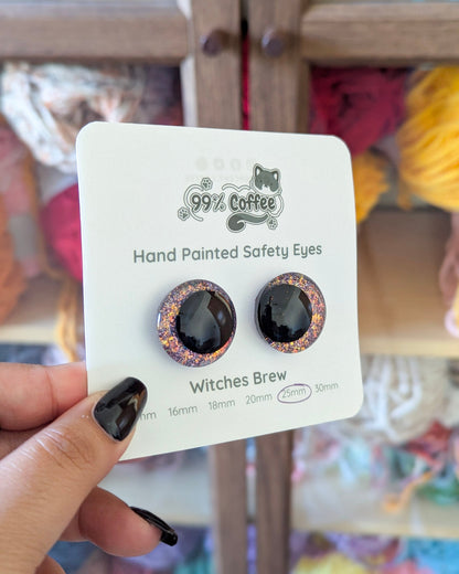 Witches Brew - Hand - Painted Glitter Safety Eyes - 99% Coffee