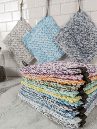 Modern Moss Stitch Potholder Crochet Pattern - 99% Coffee